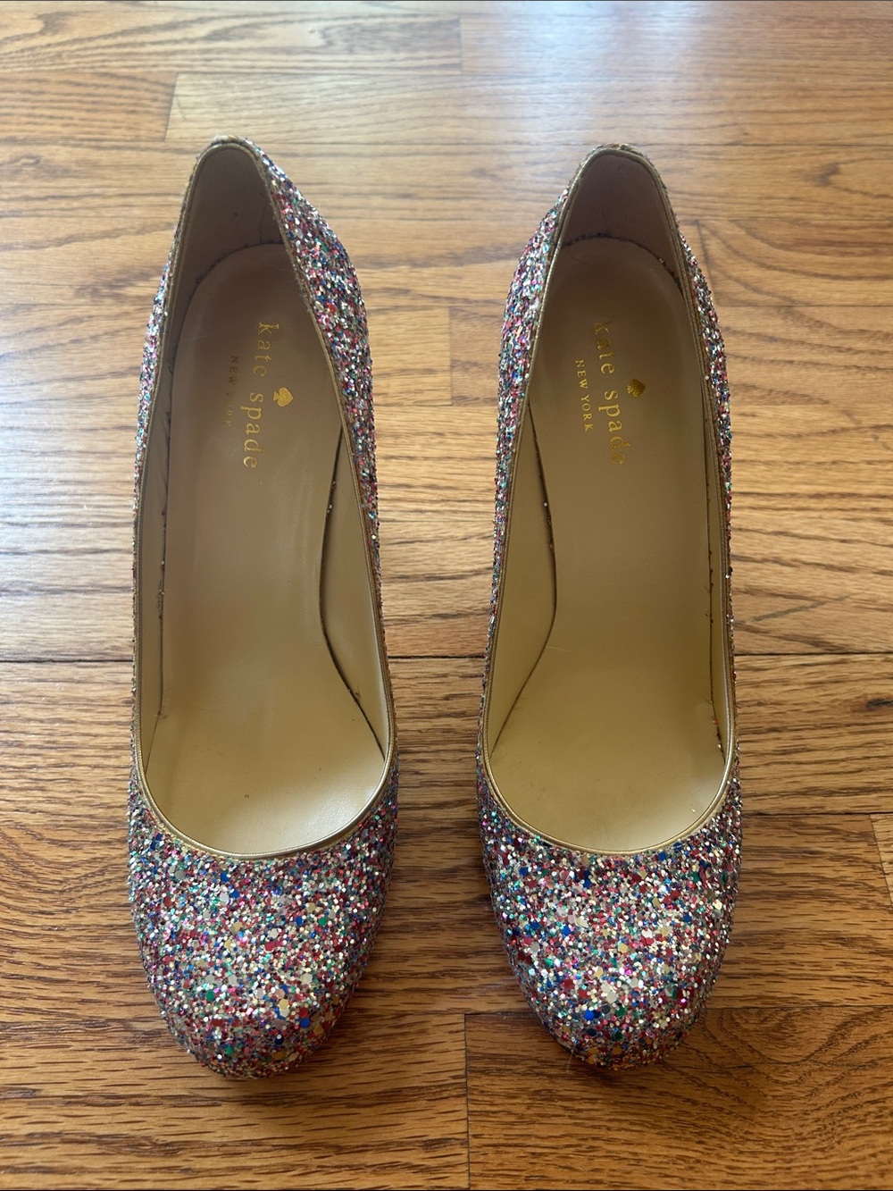 Kate Spade Sparkle Heeled Shoes Size 7.5  B Made In Italy